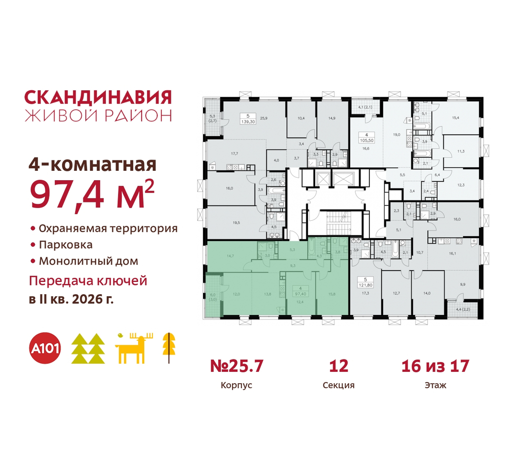 квартира г Москва п Сосенское жилой район «Скандинавия» б-р Скандинавский 25/7 Сосенское, Бутово фото 2