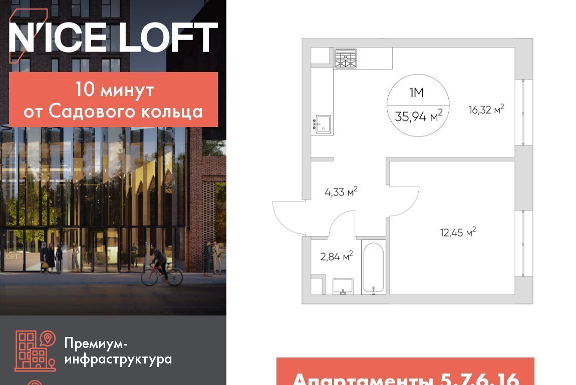 квартира г Москва метро Волгоградский проспект ЖК Н'айс Лофт муниципальный округ Нижегородский фото 1