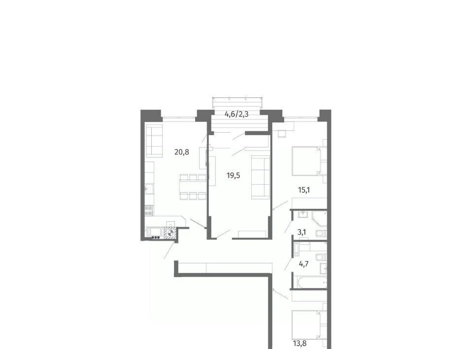 квартира г Калининград р-н Центральный ул Маршала Борзова 107 фото 3