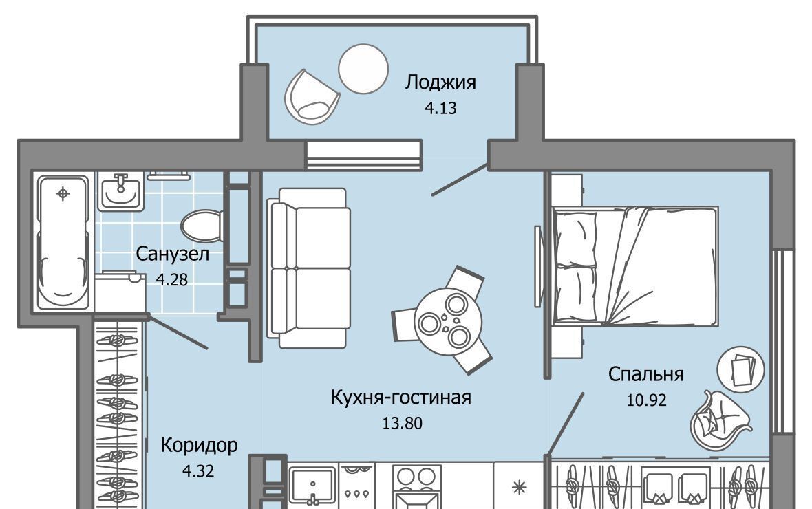 квартира г Ульяновск р-н Засвияжский ЖК «Город новаторов» Город Новаторов жилой комплекс, 2 фото 1