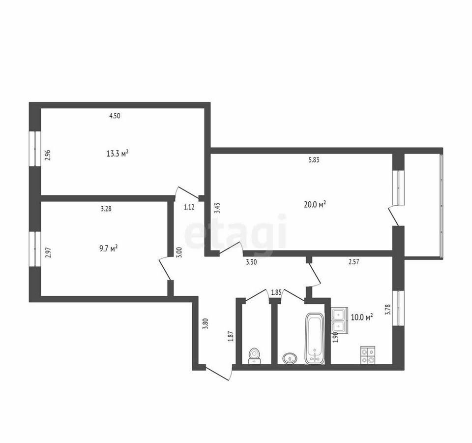 квартира г Тюмень р-н Центральный ул Казаровская 1 мкр-н Казарово фото 22