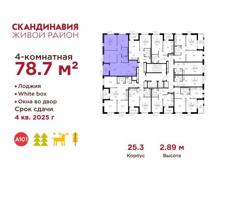 квартира г Москва метро Коммунарка ТиНАО ЖК Скандинавия, 25. 3 фото 2