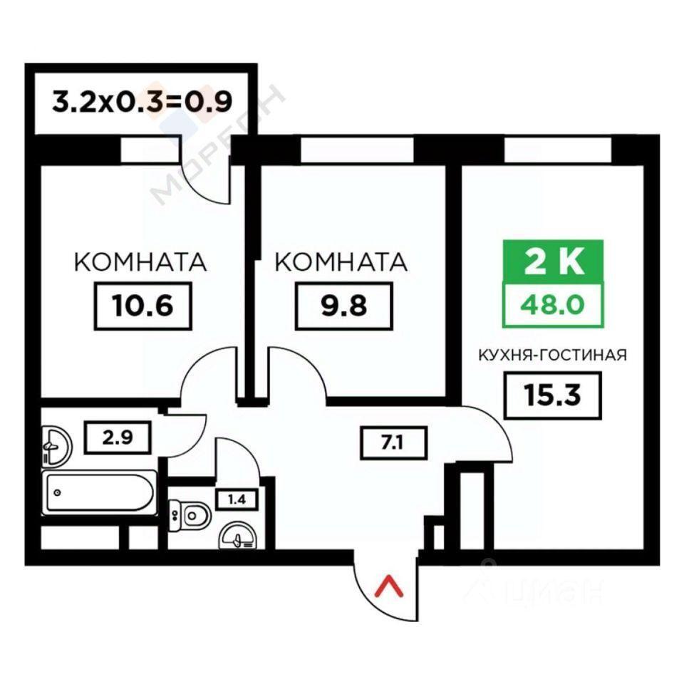 квартира г Краснодар р-н Прикубанский ул Домбайская 55/5 ЖК «Свобода» фото 19