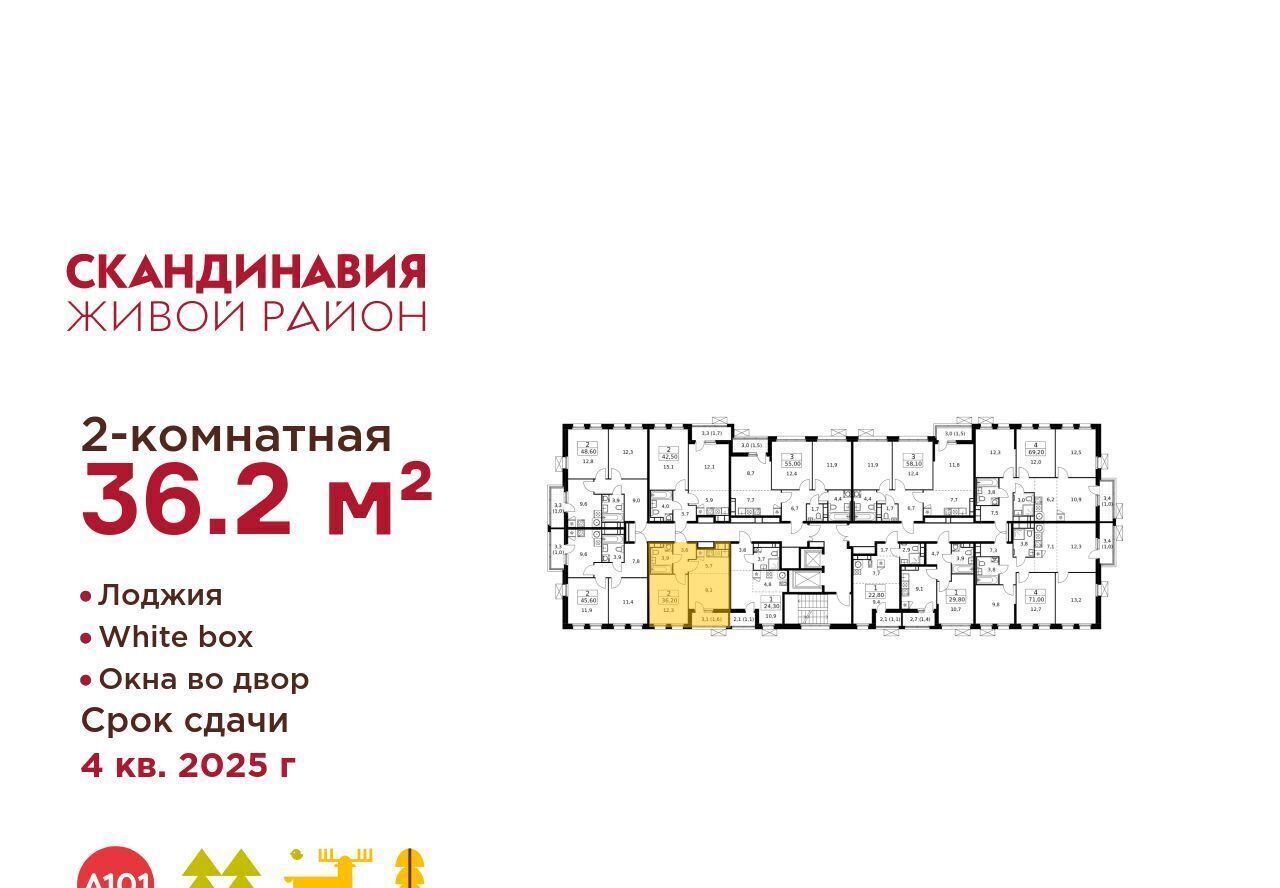 квартира г Москва п Сосенское ЖК Скандинавия 25/1 метро Бунинская аллея фото 2