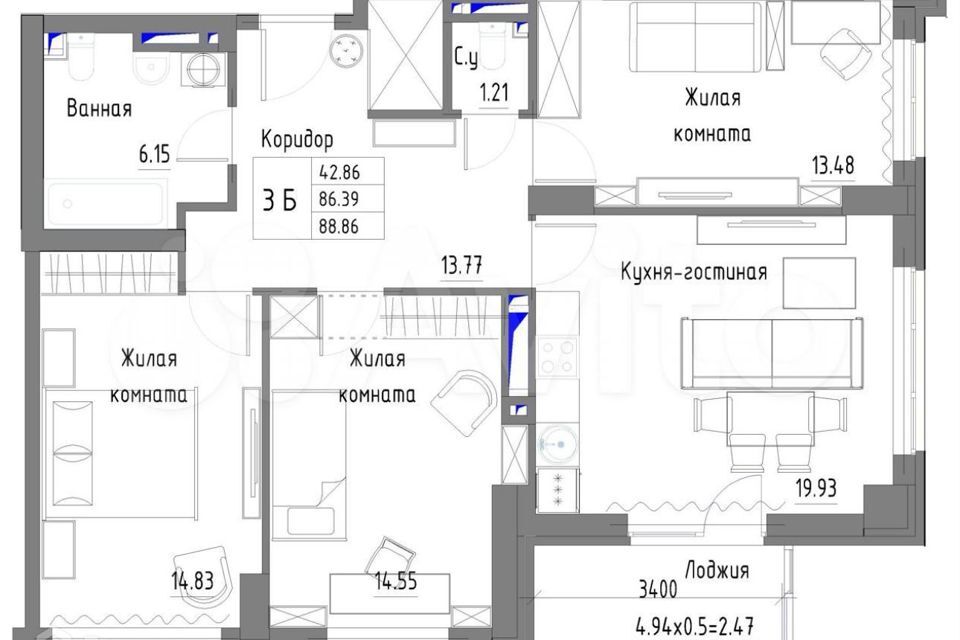 квартира г Ростов-на-Дону р-н Советский Западный пр-кт Стачки 215б Ростов-на-Дону городской округ фото 1