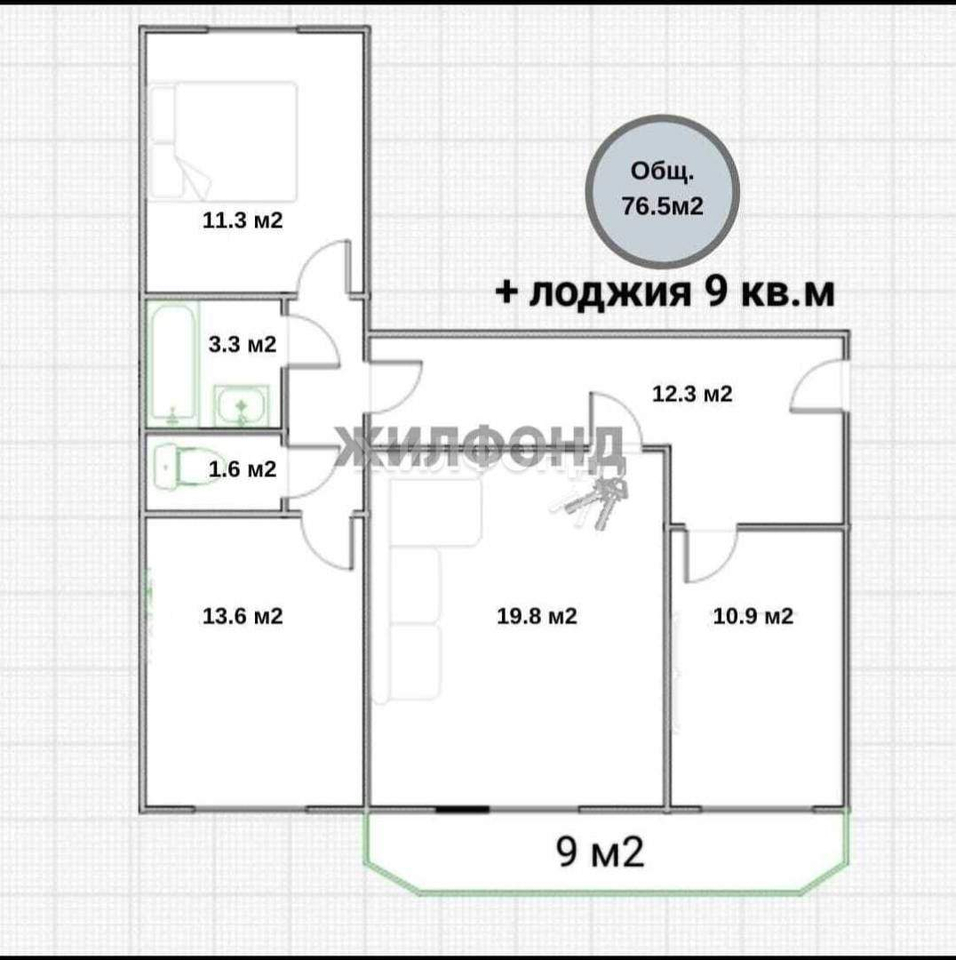 квартира г Новосибирск р-н Калининский ул Олеко Дундича 15 Берёзовая роща фото 22