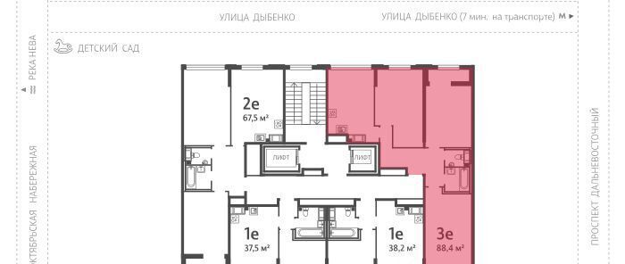 квартира г Санкт-Петербург метро Улица Дыбенко ул Дыбенко 3 ЖК «Цивилизация на Неве» округ № 54 фото 2