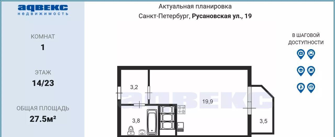 квартира г Санкт-Петербург метро Ломоносовская ул Русановская 19к/1 фото 1