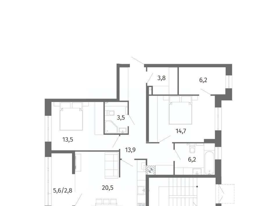 квартира г Калининград р-н Центральный ул Маршала Борзова 107 фото 3
