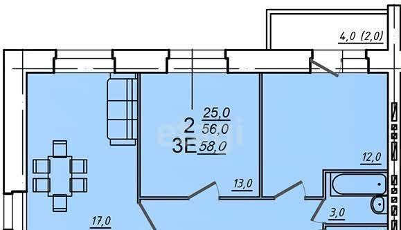 квартира г Вологда Водники ул Северная 36г фото 25