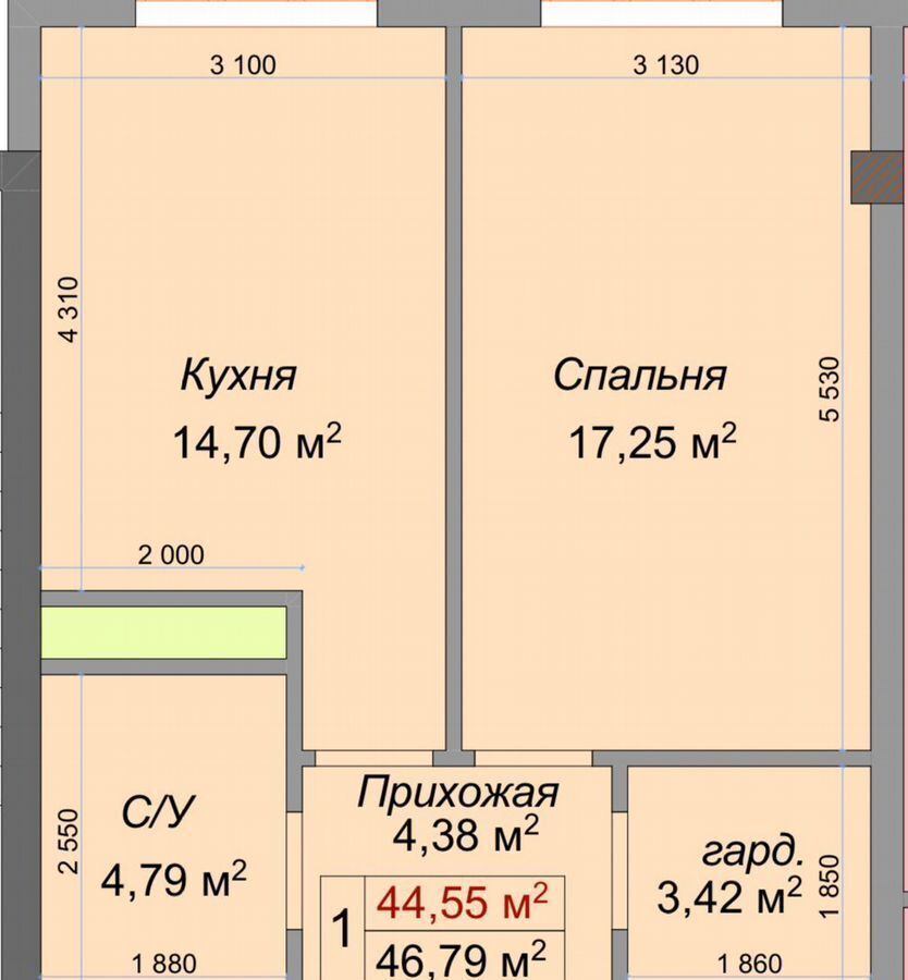 квартира г Нальчик Горная ул. Героя России Т. М. Тамазова, д. 3 фото 2