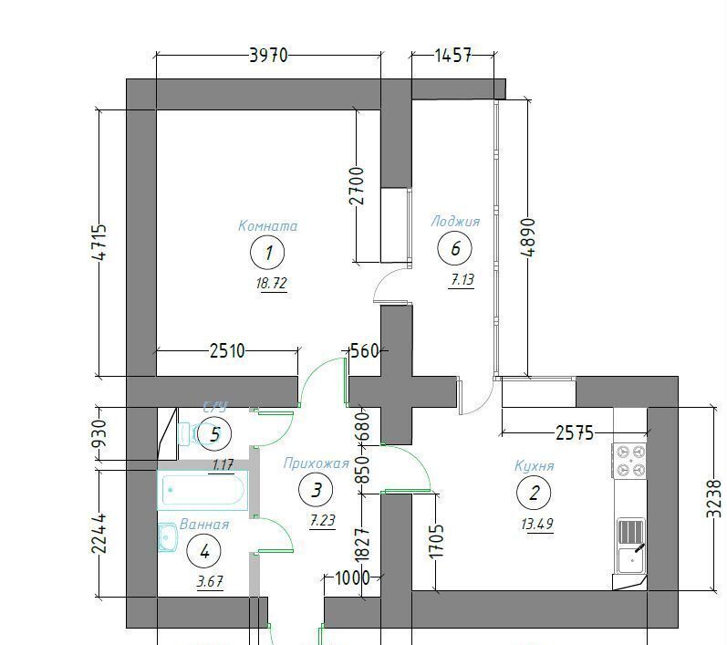 квартира г Домодедово мкр Центральный ул Кирова 7к/1 фото 20