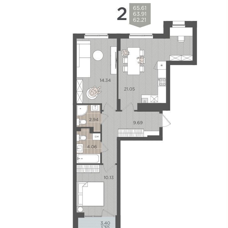 квартира г Калининград р-н Московский ул Батальная з/у 65Б фото 2