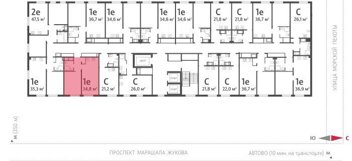 квартира г Санкт-Петербург метро Автово р-н Красносельский муниципальный округ Юго-Запад, жилой комплекс Морская миля фото 2