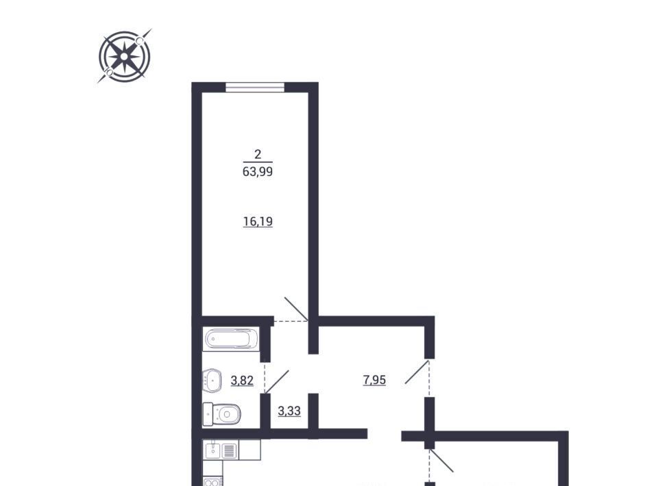 квартира г Курган мкр 16-й п Заозерный жилрайон, 12к 2 фото 1