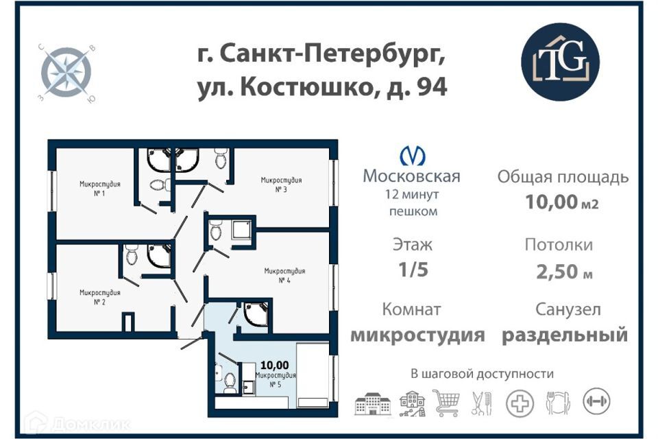 квартира г Санкт-Петербург ул Костюшко 94 Московский район фото 2