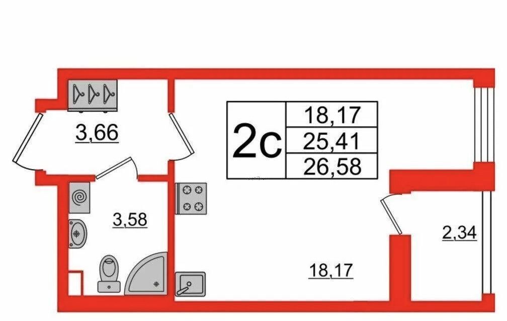 квартира г Санкт-Петербург р-н Красносельский пр-кт Будённого 21к/1 ЖК Солнечный округ Сосновая Поляна фото 7