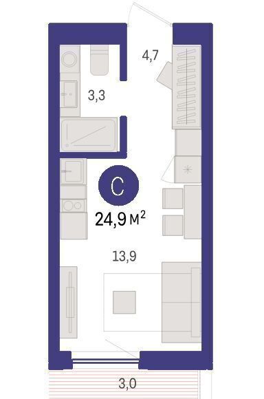 квартира г Тюмень р-н Центральный ул Мысовская ГП-1 фото 2