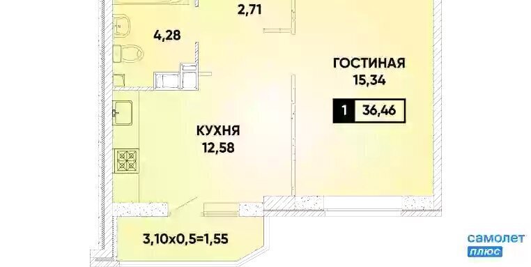 квартира г Краснодар р-н Прикубанский ул им. Героя Георгия Бочарникова 12/2 фото 1