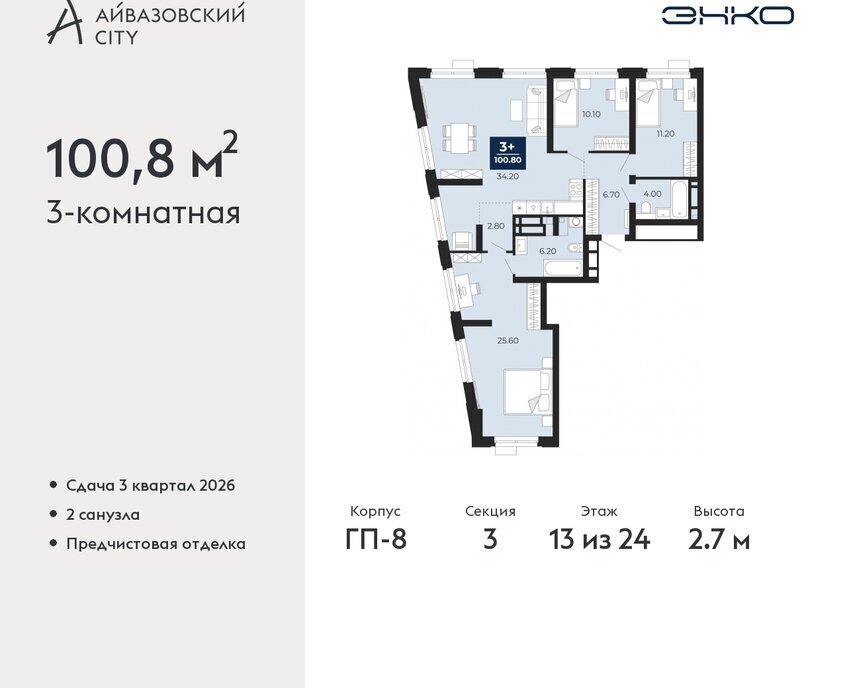 квартира г Тюмень ЖК Айвазовский Центральный административный округ фото 1