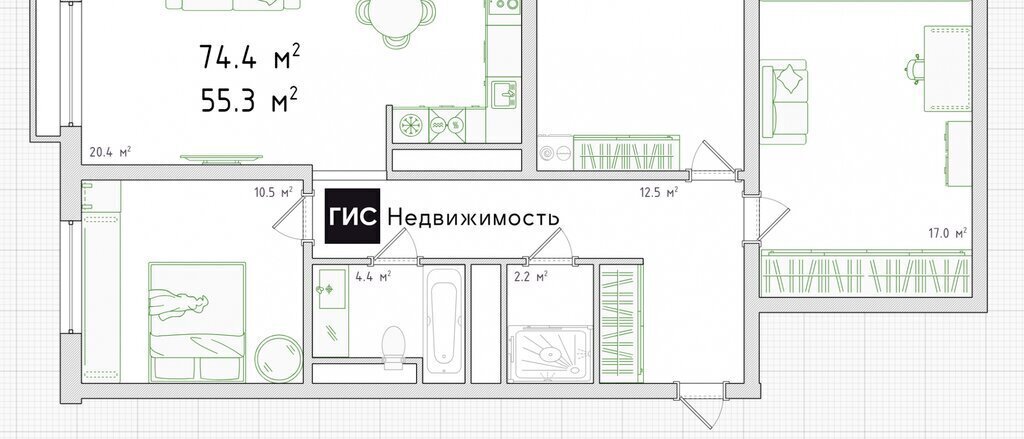 квартира г Новосибирск р-н Октябрьский Речной вокзал ул Владимира Заровного 42 микрорайон «Евроберег» фото 2