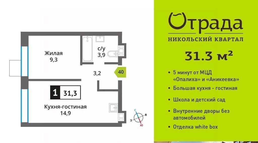 квартира г Красногорск мкр Опалиха Никольский Квартал Отрада жилой комплекс, к 10, Аникеевка фото 1