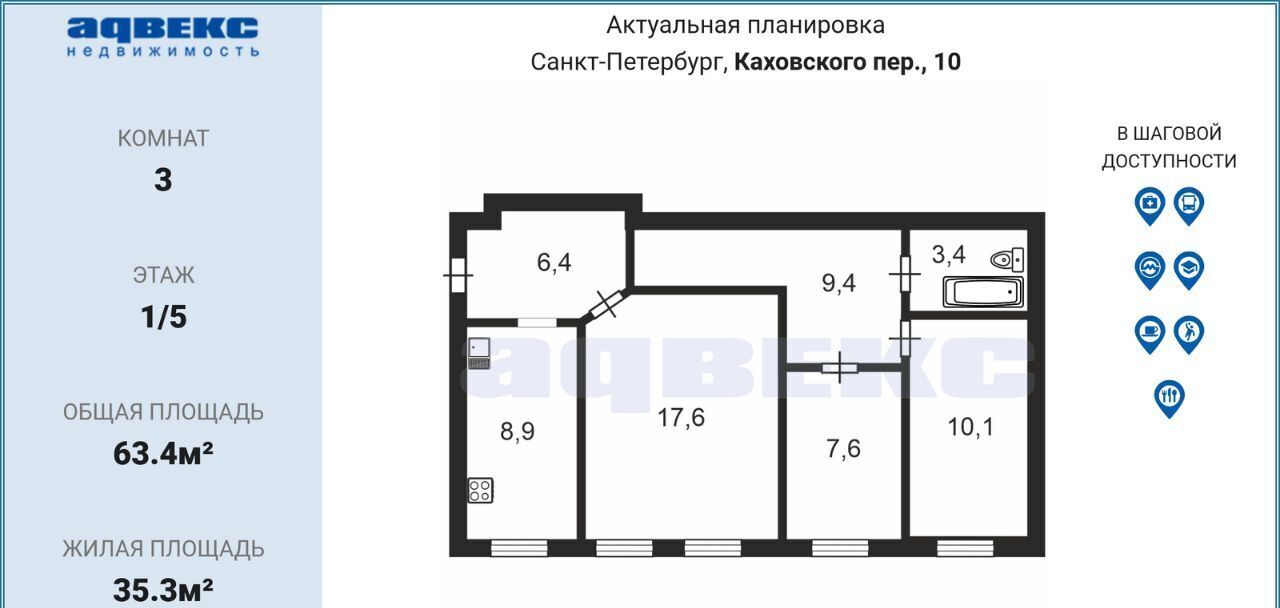 квартира г Санкт-Петербург метро Приморская пер Каховского 10 фото 2