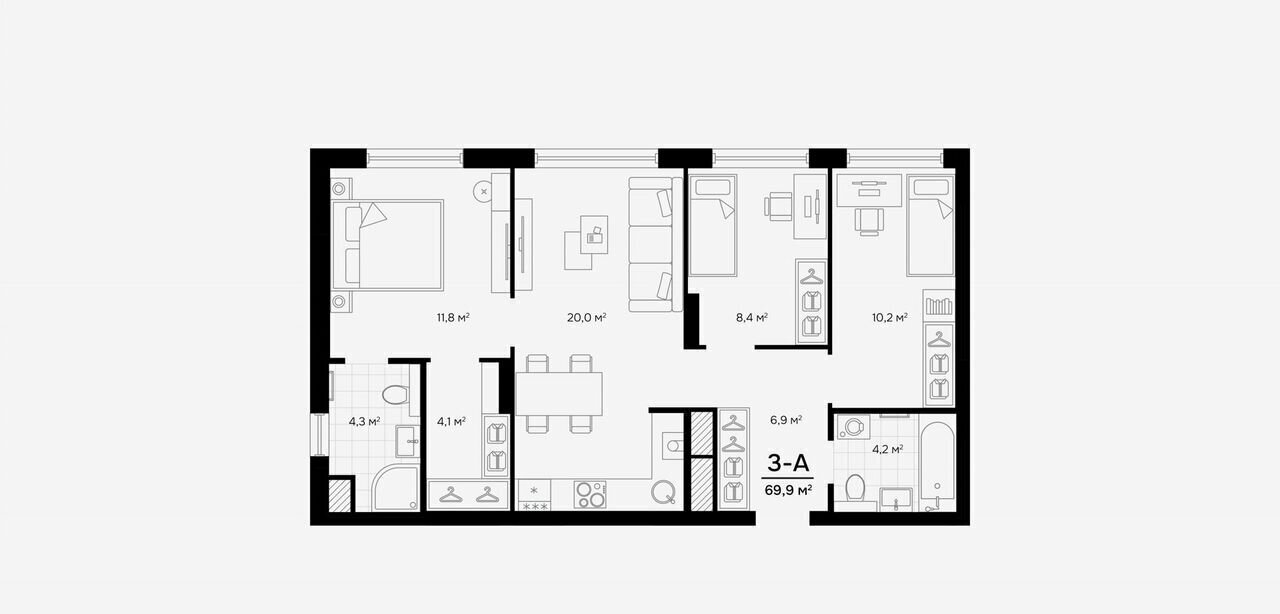 квартира г Астрахань р-н Кировский ул Куликова PROGRESS Альбион фото 5