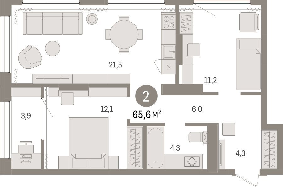 квартира г Тюмень ул Краснооктябрьская 4к/3 фото 2