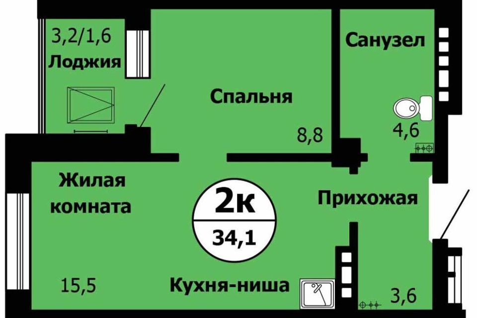 квартира г Красноярск р-н Октябрьский ул Лесопарковая 43/2 Красноярск городской округ фото 7