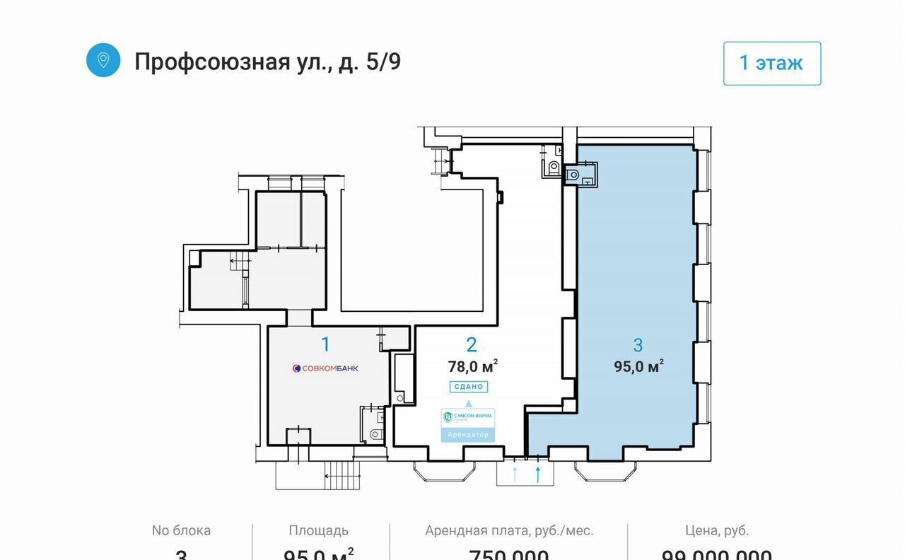 торговое помещение г Москва метро Академическая ул Профсоюзная 5/9 муниципальный округ Академический фото 3