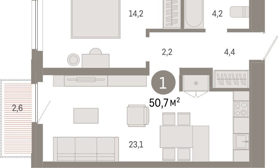 квартира г Тюмень ул Мысовская 26к/2 фото 2