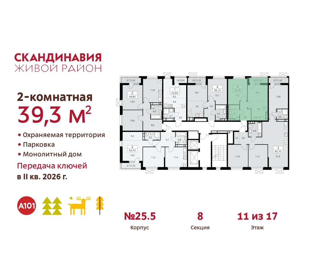 квартира г Москва п Сосенское жилой район «Скандинавия» б-р Скандинавский 25/5 Сосенское, Бутово фото 2