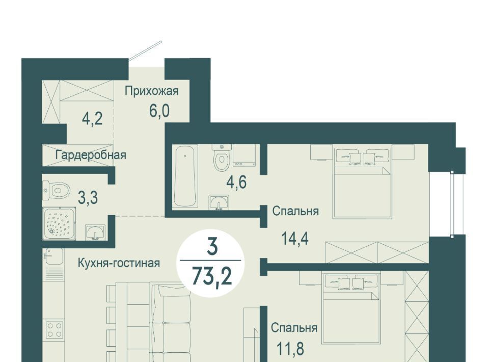 квартира г Красноярск р-н Советский ул Авиаторов 34 фото 1