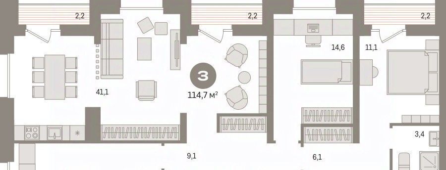 квартира г Сургут 35-й микрорайон ЖК квартал Новин 35-й фото 2