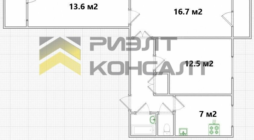 квартира г Омск Заозёрный ул Стрельникова 1 фото 13