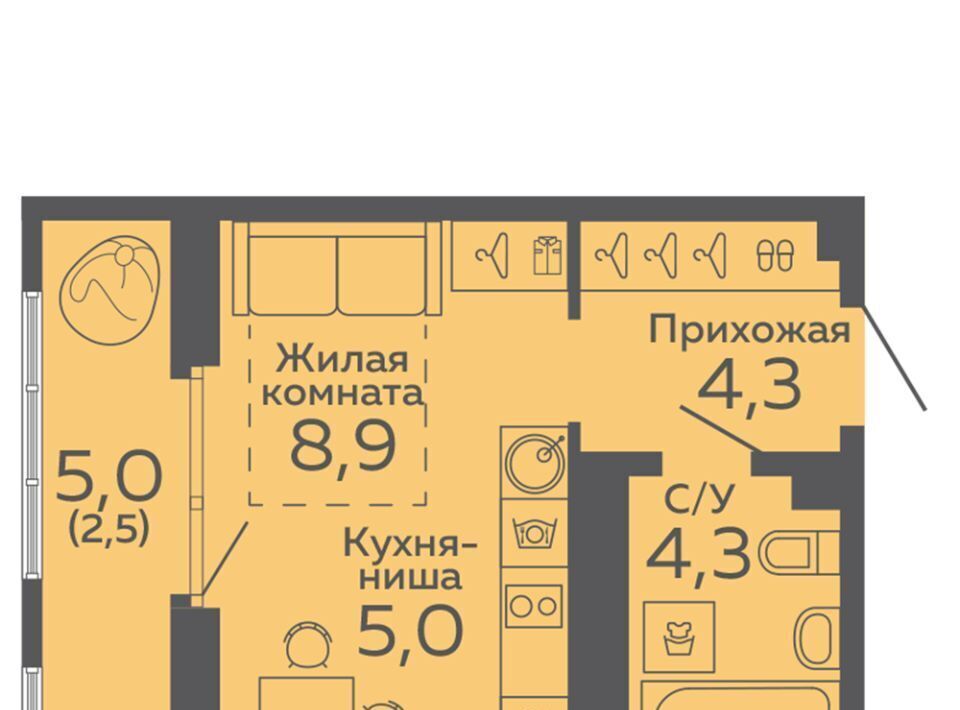 квартира г Екатеринбург микрорайон Новокольцовский Ботаническая Новокольцовский жилой комплекс, 4 фото 1