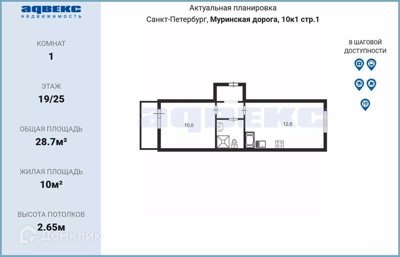 квартира г Санкт-Петербург дор Муринская ЖК «Цветной город» Красногвардейский, 10 к 1 ст 1 фото 7