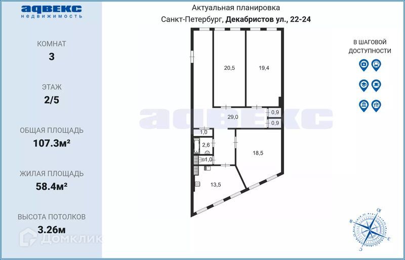 квартира г Санкт-Петербург р-н Адмиралтейский ул Декабристов 22/24 Адмиралтейский фото 2