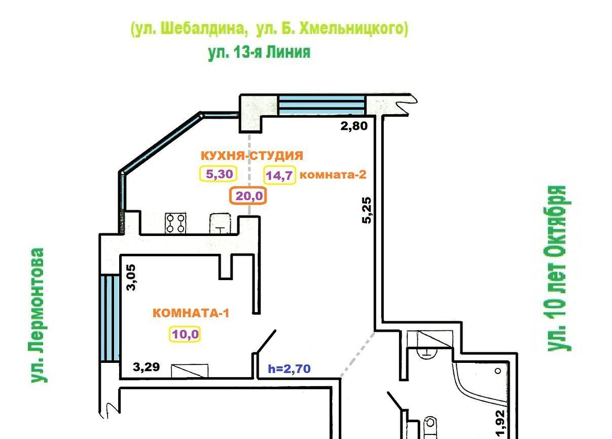 квартира г Омск р-н Центральный ул 13-я Линия 37/5 фото 46