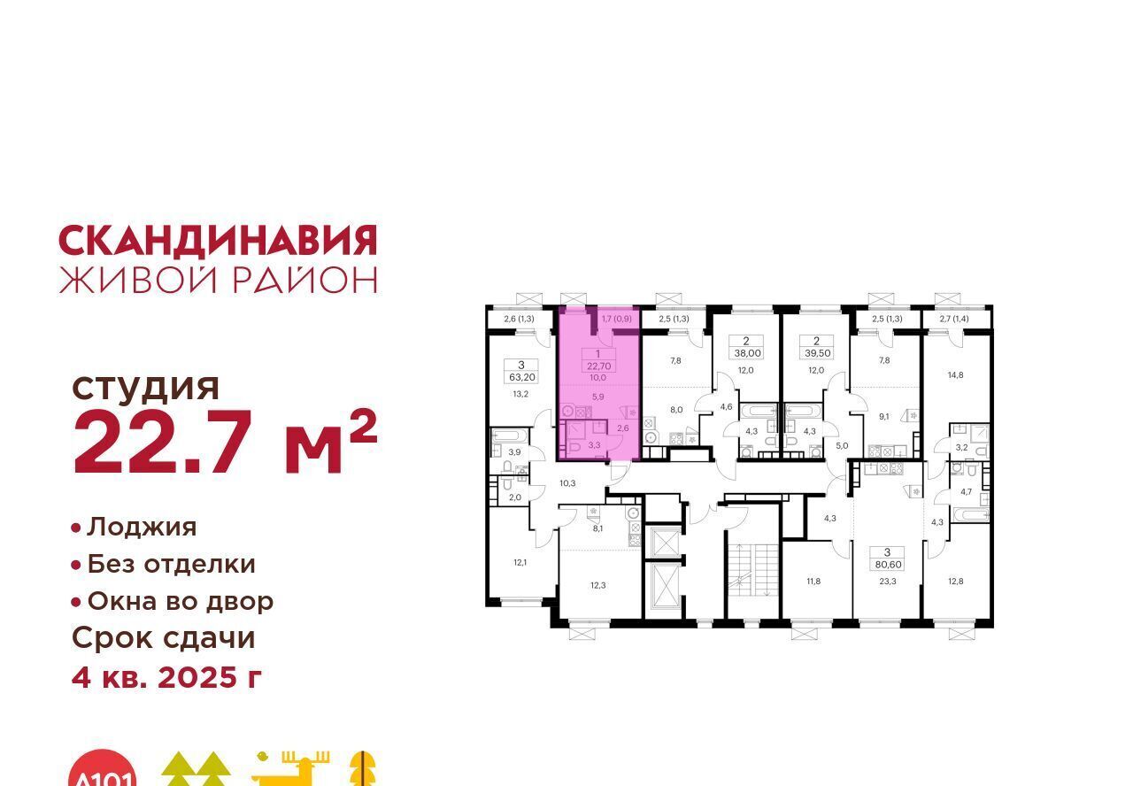 квартира г Москва метро Бунинская аллея Скандинавия жилой комплекс, 25. 5 фото 2
