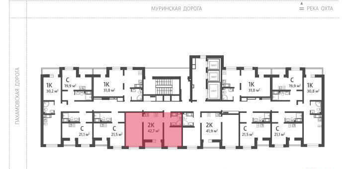 квартира г Санкт-Петербург р-н Красногвардейский пр-кт Пискарёвский 347/1 дор Муринская ЖК «Цветной город» округ Полюстрово фото 2