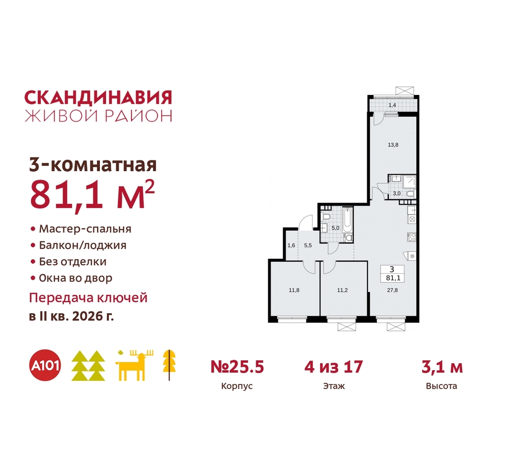 квартира г Москва п Сосенское жилой район «Скандинавия» б-р Скандинавский 25/5 Сосенское, Бутово фото 1