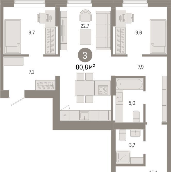 квартира г Омск р-н Кировский ул. Б. Г. Шаронова, 9 фото 2