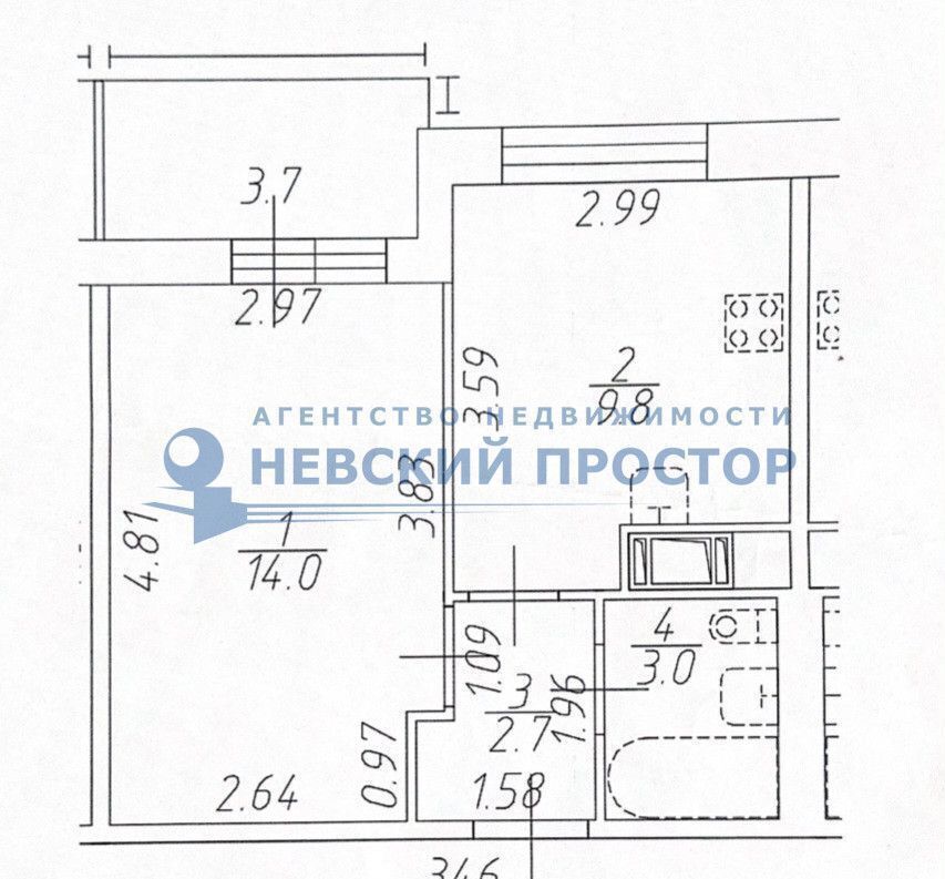 квартира г Санкт-Петербург метро Ломоносовская ул Бабушкина 55к/1 округ Ивановский фото 14