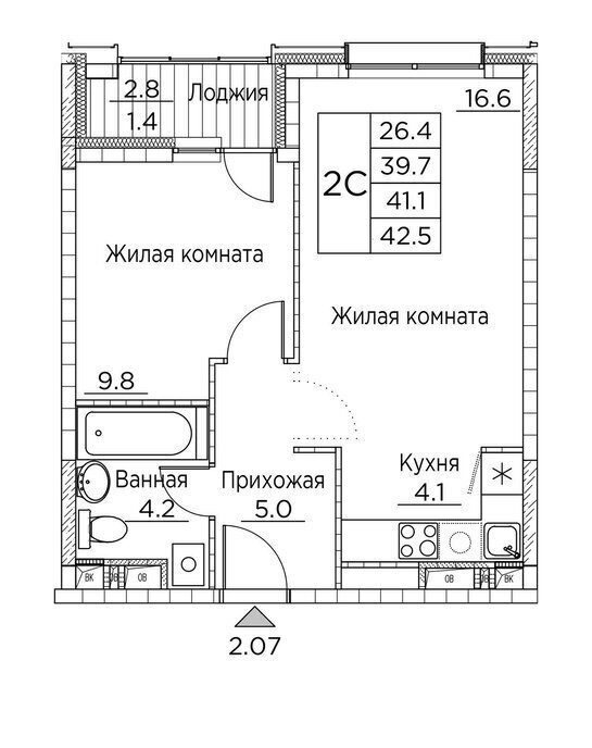 квартира г Владивосток р-н Ленинский ул Расула Гамзатова 7к/2 фото 1