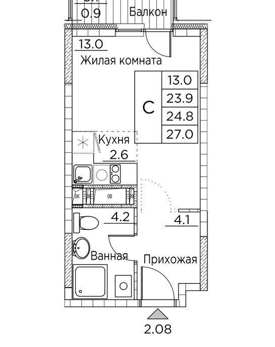 квартира г Владивосток р-н Ленинский ул Расула Гамзатова 7к/2 фото 1