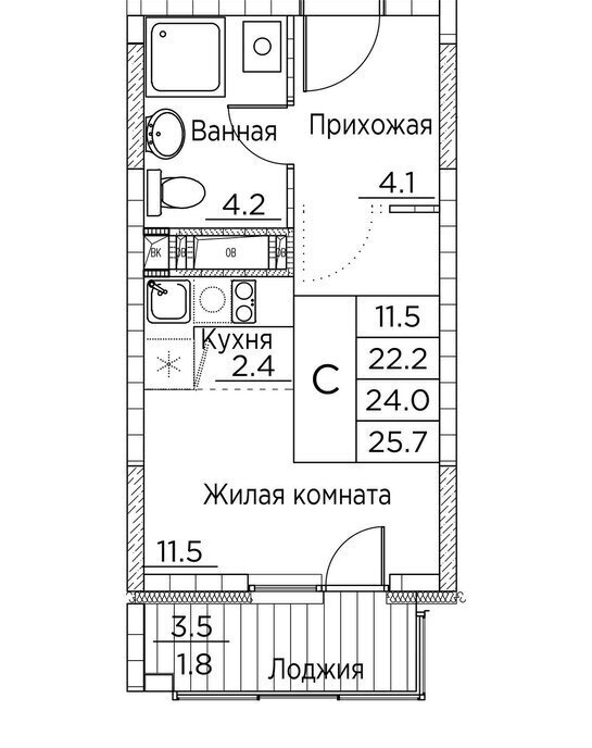 квартира г Владивосток р-н Ленинский ул Расула Гамзатова 7к/2 фото 1