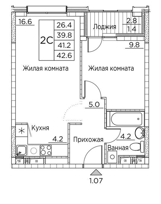 квартира г Владивосток р-н Ленинский ул Расула Гамзатова 7к/2 фото 1