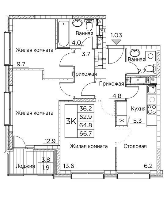 квартира г Владивосток ул Расула Гамзатова 7к/3 фото 1